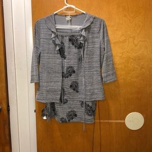 Cover up/cardigan and skirt set